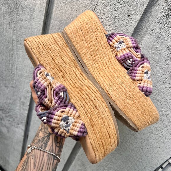 FREE PEOPLE Highline Platform Purple Espadrille Sandals Women’s Size 37 / 6.5 - Picture 4 of 8